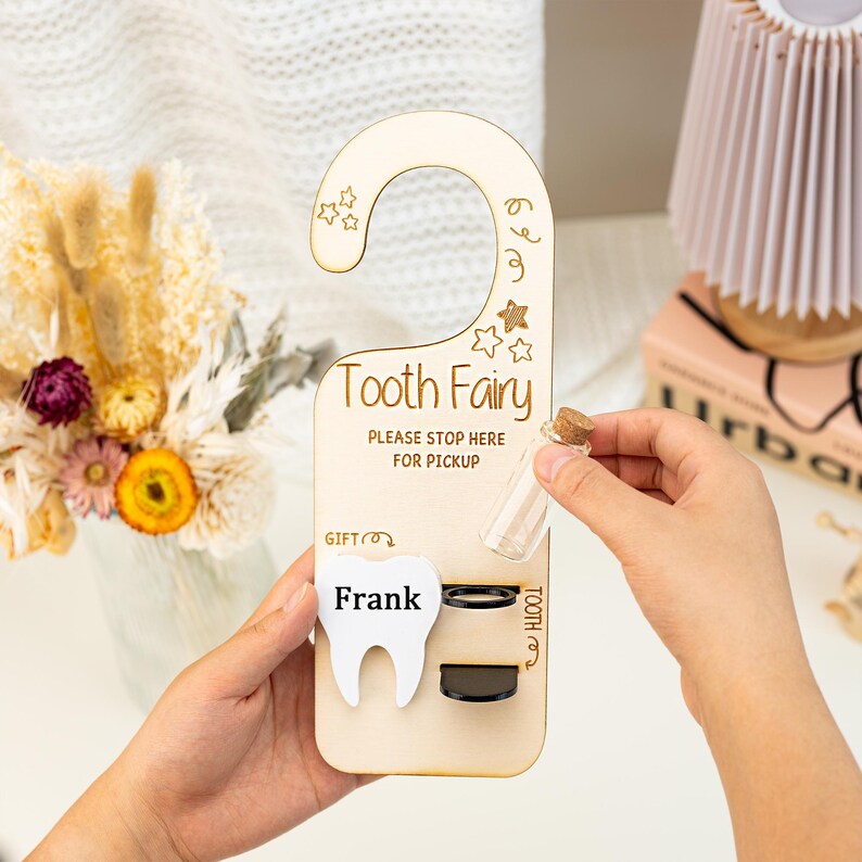 Personalized Tooth Fairy Door Hanger: Wooden Money & Note Slot - Etsy