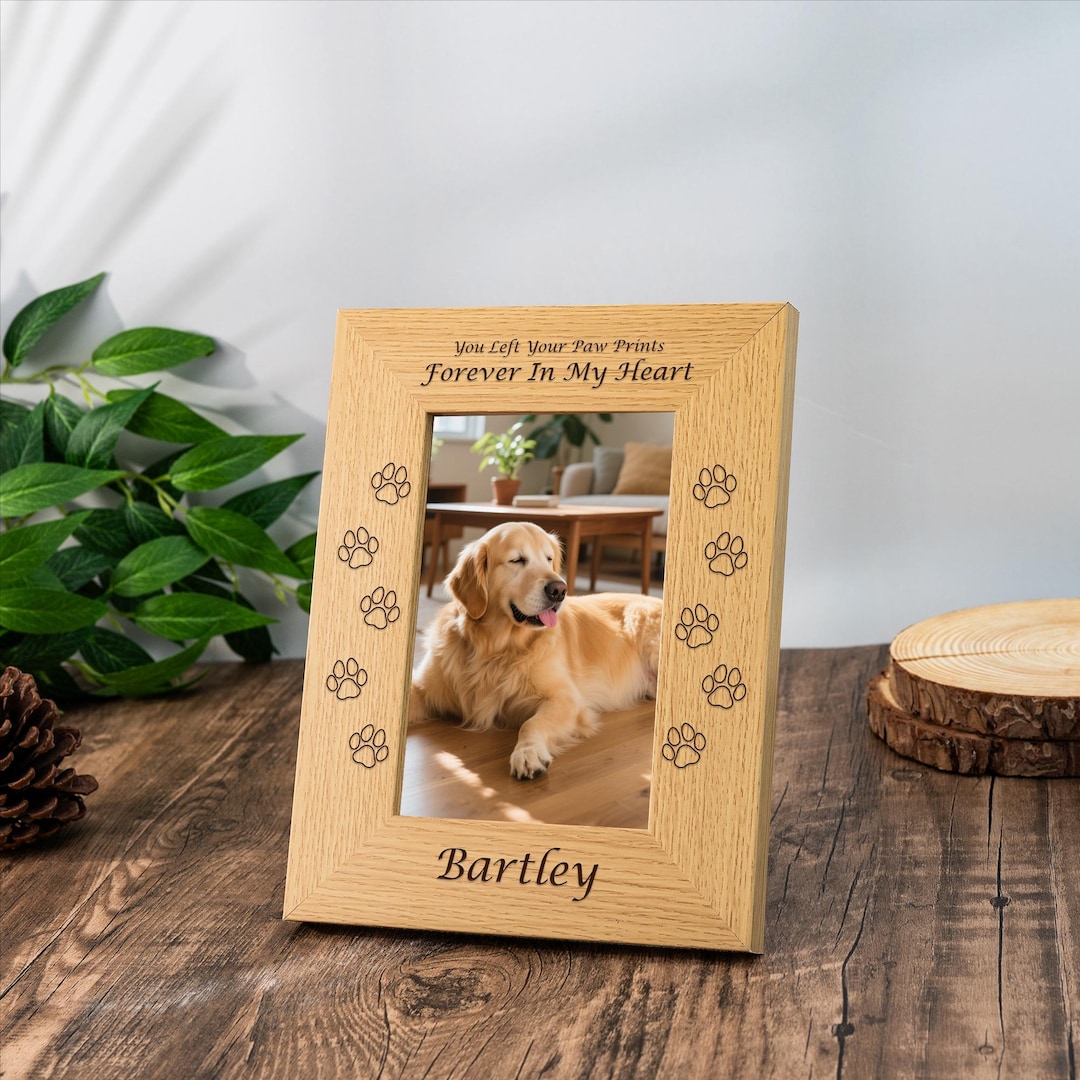 Custom Wooden Pet Memorial Photo Frame: Dog & Cat Loss Keepsake - Etsy