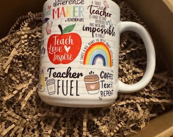 Teacher mug, teacher back to school mug, mug for a teacher, teacher thank you, cute  teacher mug, best teacher mug, teacher inspirational