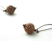 French Roast Brown Etched Carved Acrylic Dangle Earrings :  Daily Grind