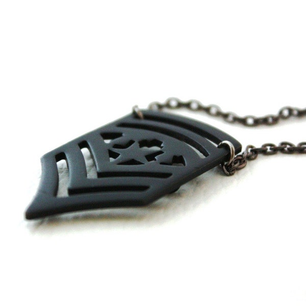 Chevron Black Metal Military Necklace