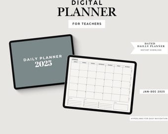 2025-2026 Digital Daily Teacher Planner, Goodnotes Monthly Planner, Notability Monthly Planner, Monthly PDF Printable Planner