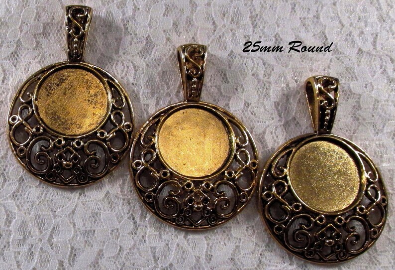 3pcs : sku 11.28.12.7 T16 25mm Round Antique Gold Setting Garden Sunrise