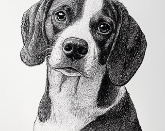 Boceto de mascota personalizado en blanco y negro / Retrato de mascota personalizado