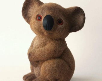 Vintage Flocked Koala Bank - Made in Hong Kong