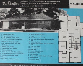1950s Ranch House Ad: Kenosha Wisconsin, Floor Plan