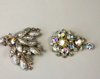 /'50/'s Original Vintage,1950s Mid Century White Rhinestone Brooch