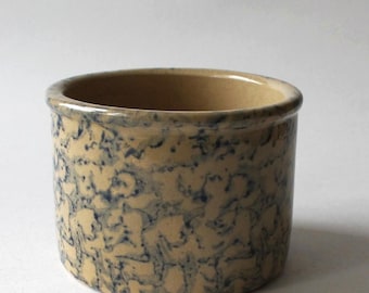 Vintage Robinson Ransbottom Crock Low Jar i Pint Blue Spongeware