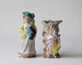 Vintage Fancy Lady Figurines Vase Made in Japan 1950