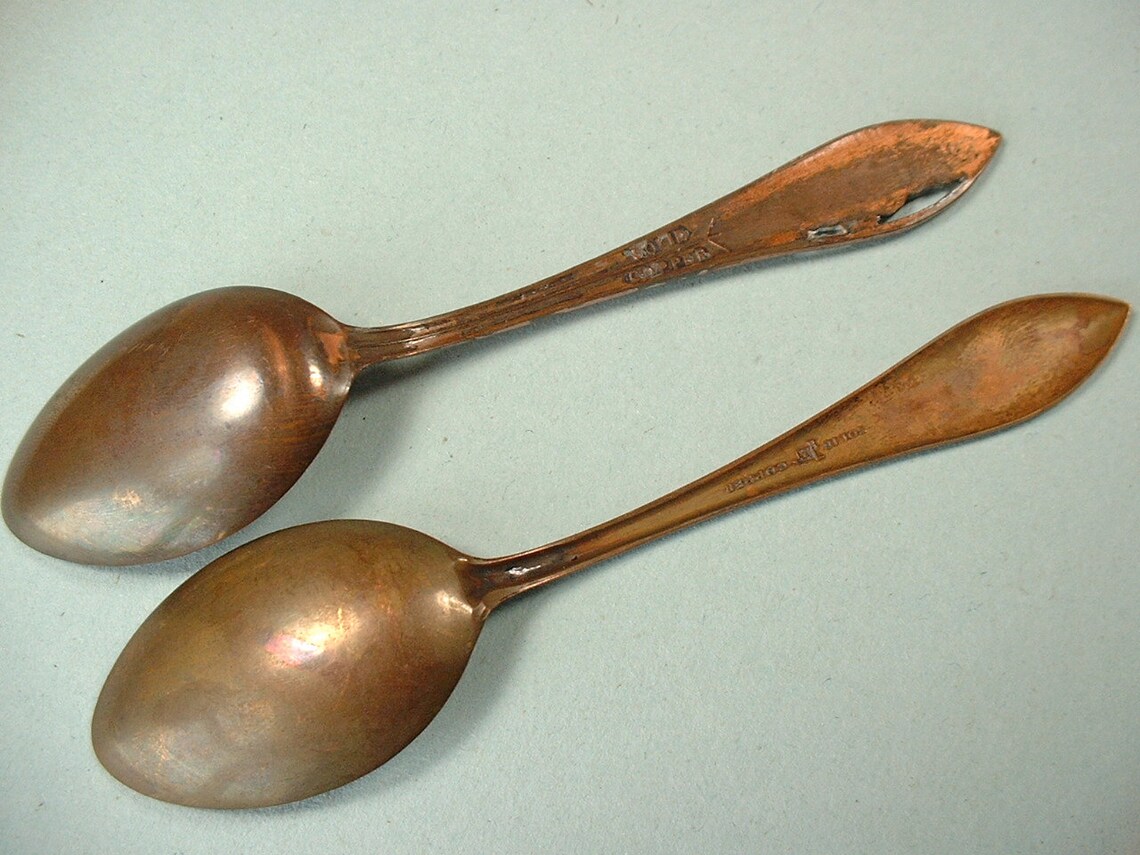 Vintage Copper Souvenir Spoons Black Hills Yellowstone Bell Etsy