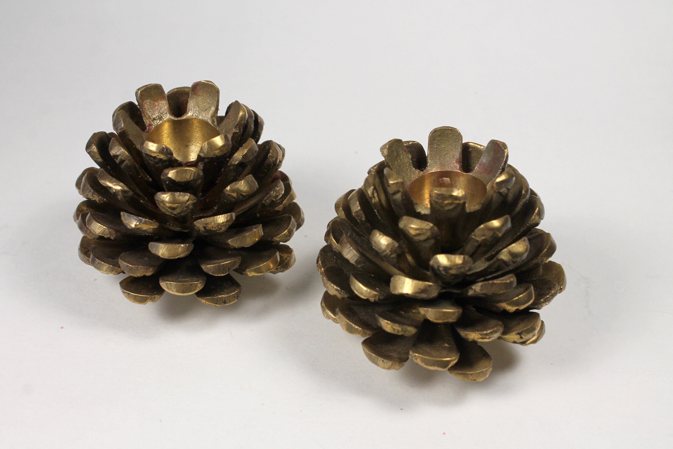 Vintage Brass Pine Cone Candleholders Set of 2 Pinecone Candle Etsy