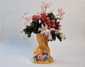 Vintage Cornucopia Vase: 1950s Mid-Century Japan Decor