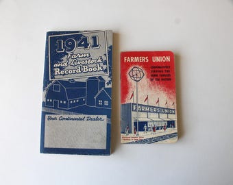 1941 Vintage Farm Record Book & Farmer's Union Notebook Set