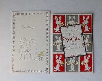 2 Vintage Unused 1960s Greeting Cards, Friendship, It&#39;s The Real Thing, Glitter Accent, Buzza Cardozo