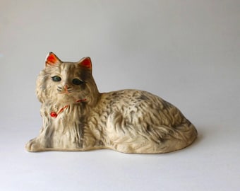 Vintage Chalkware Cat Figurine Statue 1950s 1960s Carnival Chalkware