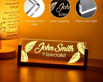 Personalisiertes Abschlussgeschenk, Anhänger mit Holzsockel, Acryl-Namensteller, College-Abschlussgeschenke, Geschenke Phd, Abschluss-Schreibtisch-Namensschildgeschenke