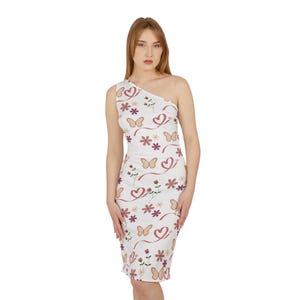 Elegant Shoulder Dress, Women&#39;s Fashion, Printed Dress, Event Wear, Elegant Dress, Formal Attire