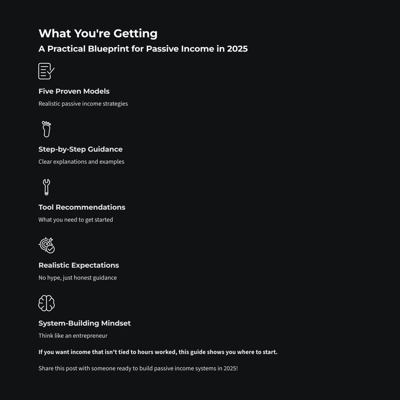 Passive Income Guide | 5 Online Side Hustles | Digital Products Affiliate Content | Beginner Plan | PDF Download image 11