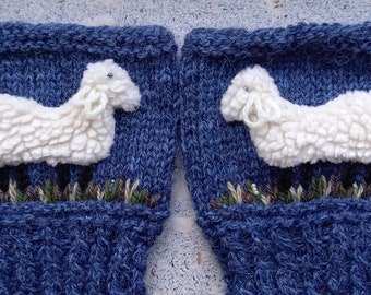 Hand-knitted jeans color women socks /Sheep socks /Woman socks/Hand knitted socks /White wool socks / Great gift / Warm socks / Winter socks