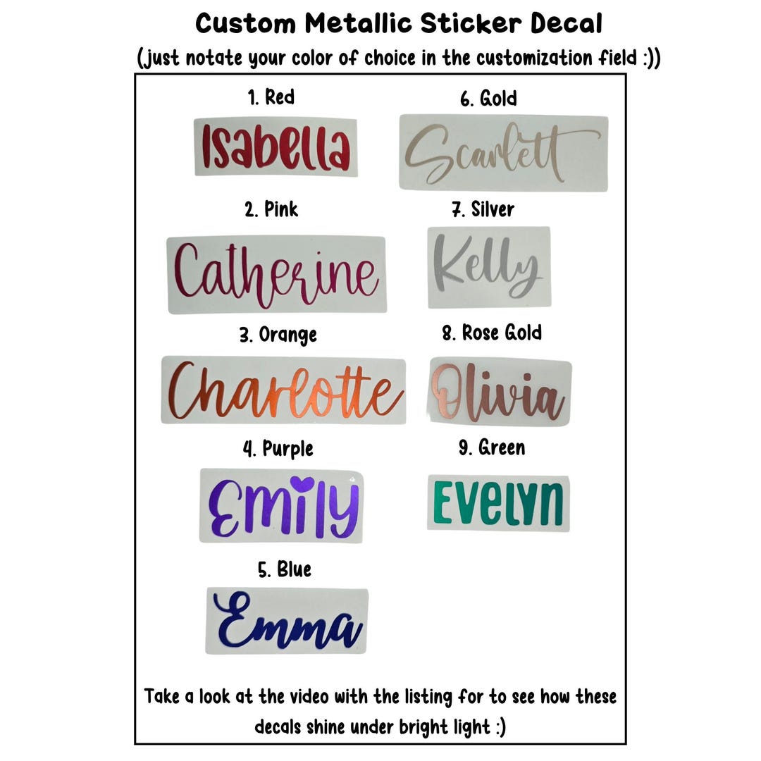 Custom Metallic Name Decal: Personalized Sticker - Etsy