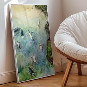 Philippines Island Boats,Palawan Caramoan Islands Philippines Art,Filipino Wall Decor,Watercolor Illustration Filipino Artist Painting Print