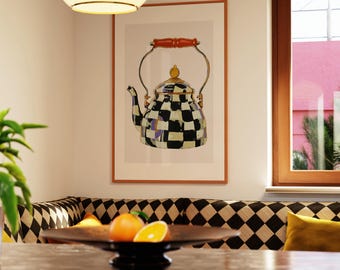 Mackenzie Childs Teapot Giclée Art Print: Filipino Gouache Kitchen Decor