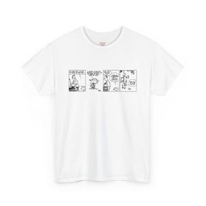 ツナトラップコミックストリップTシャツ - 大人用ユニセックスTシャツ - 気まぐれな子供と動物のユーモア - 白黒レトロパネルアート - オタクストリートウェア