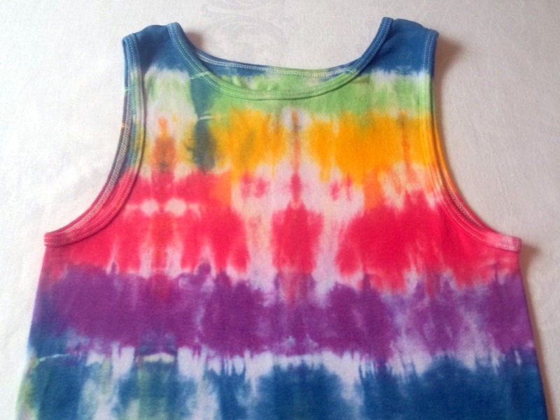 Upcycled Tie-dye Rainbow Stripe Kid's Tank | Etsy