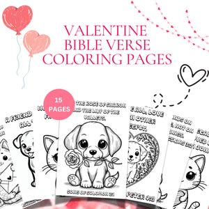 15 Valentine Bible Verse Coloring Pages | Christian Valentines Day Printable | Love Themed Activity | Sunday School Activities for Kids