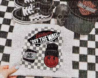 Toddlers off the wall PNG checkered flame PNG (Digital Download)
