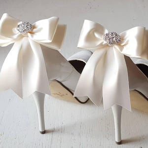 Satin Bow Shoe Clips, Wedding Shoe Clips, Bow Shoe Clips, Rhinestones, Wedding Party,  Bridal Shoes Clips, High Heels Shoe Clips For Bride