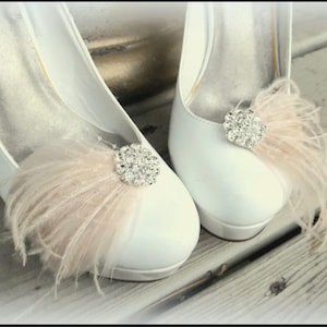 Feather Shoe Clips, Wedding Shoe Clips, Rhinestones, Shoe Clips,  Clip ons  for Shoes,  Bridal Shoes Clips for High Heels, Pumps, Sandals