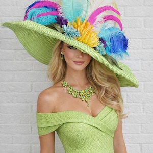 Lime Green Derby Hat - Etsy display picture 2