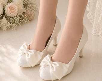 Satin Bow Shoe Clips, Bridal Wedding Accessory, many colors