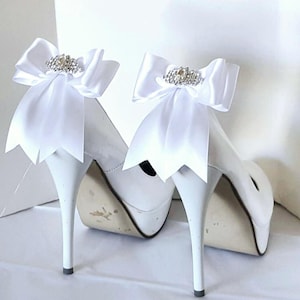 Satin Shoe Clips, Wedding Shoe Clips, Bow Shoe Clips, Rhinestones, Wedding Party,  Bridal Shoes Clips, High Heels Shoe Clips For Bride