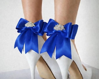 Royal Blue Bridal Shoe Clips with Rhinestone, Wedding Shoe Decoration