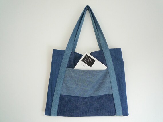 large denim tote bag