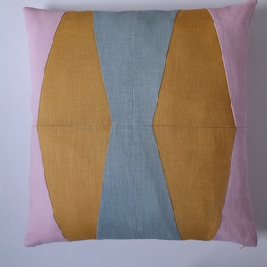 Modernist geometric cushion cover, colourful accent throw pillow, linen scatter cushion, Mid-century style cushion cover