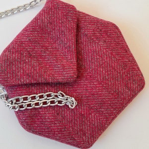 80&#39;s retro style small pink chain shoulder bag, unique evening bag, gift for her, hexagonal shoulder bag