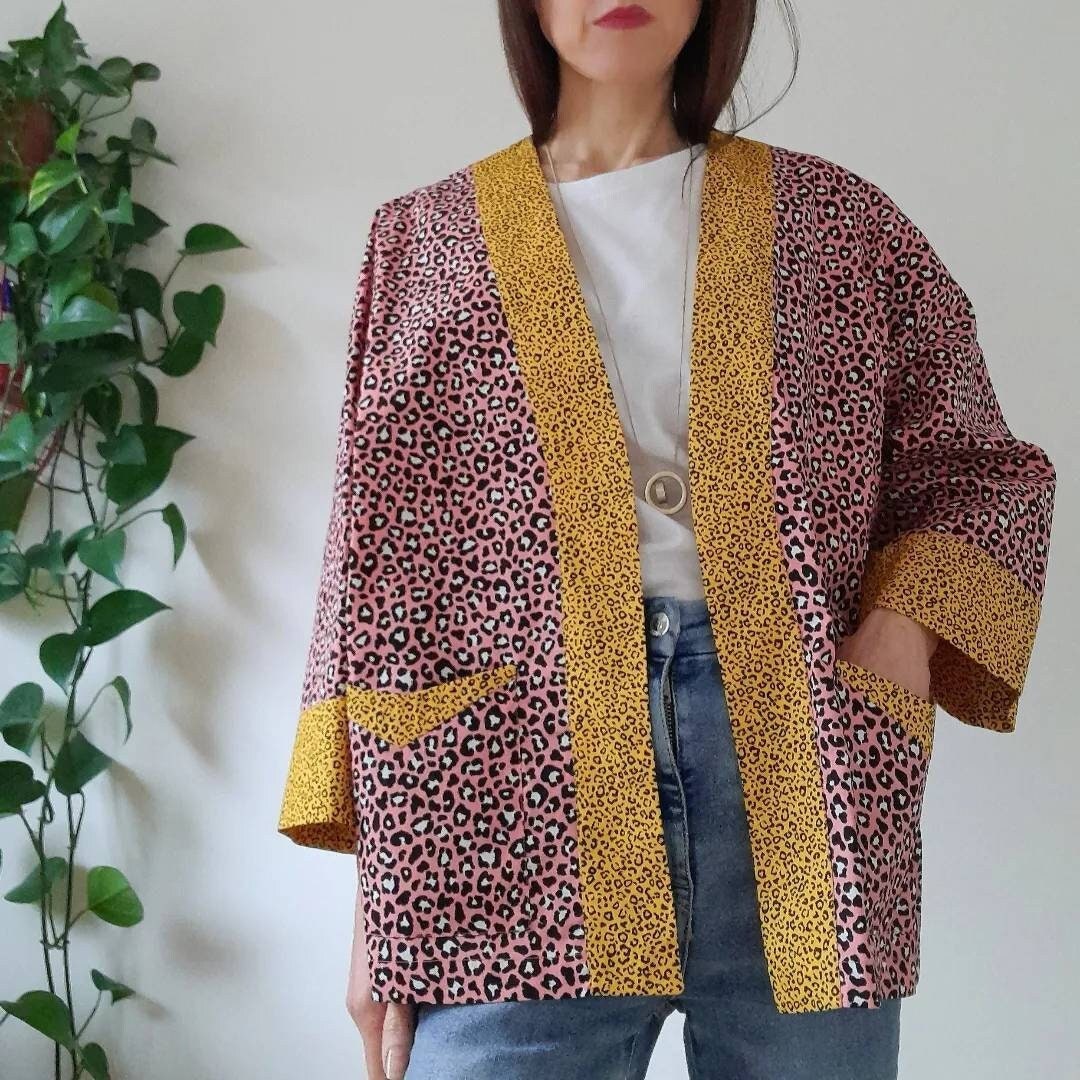 Animal print kimono jacket 2025