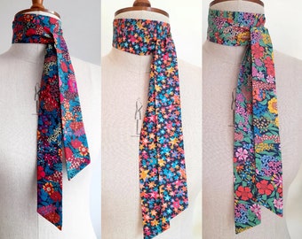 Liberty print neck-ties set of three gift set, Colourful scarves gift, Liberty of London slim scarves