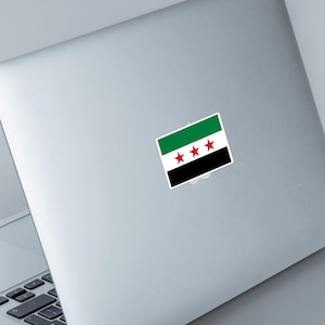 Syrian Flag Laptop Sticker - Kiss-Cut Sticker, Vinyl Decal, Political Protest, Patriotic Gift, Syrian Independence Day Decoration, Syrian