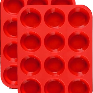 12 Cups Silicone Muffin Pan 2 Pack - Cupcake Pan Nonstick Silicone Molds Great