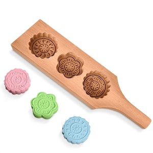 Wooden Cookie Molds for Baking - Moon Cake Molder Cookie Stamps Chinese Mooncake Mold