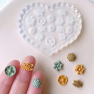 Flower Polymer Clay Molds - 4 Pcs Floral Polymer Clay Molds for Jewelry Making, Miniature Clay Molds, Polymer Clay Molds