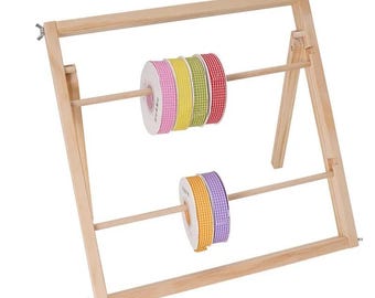 Solid Wood Ribbon Yarn Holder Organizer, Craft Room Florist Supply Storage