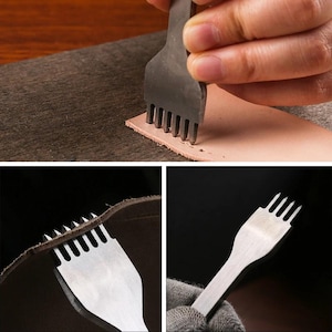 3MM Diamond Leather Chisel Punch 1 2 4 Prong Stitching Tool Set