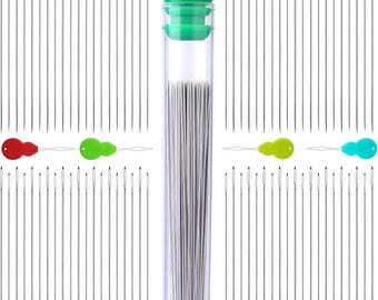 200PCS Straight Beading Needles, Size 10/11, with Needle Threaders