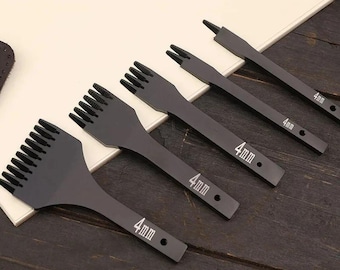 4 mm Leder Stanzer | 1/2/4/6 Zinken Locher Meißel für DIY Hand Nähen und Lederhandwerk