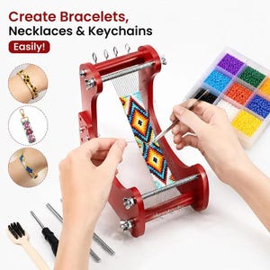 Adjustable Wooden Bead Loom for Bracelet Making, DIY Jewelry Weaving Frame Craft Tool